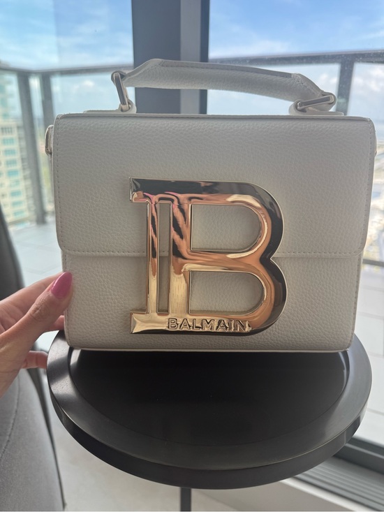 Balmain Handbags - Balmain White Leather Top-Handle or long strap Bag with Gold 'B' Logo